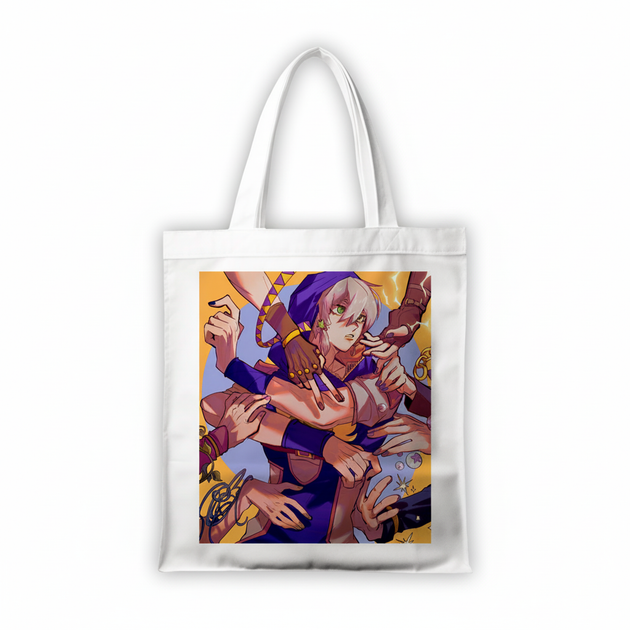 Сумка-шопер Невероятные приключения ДжоДжо JoJo s Bizarre Adventure Джодио Джостар 39x35 см белая из габардина 6659 - Фото 1 Сумка-шопер Невероятные приключения ДжоДжо JoJo s Bizarre Adventure Джодио Джостар 39x35 см белая из габардина 6659 - изображение 1