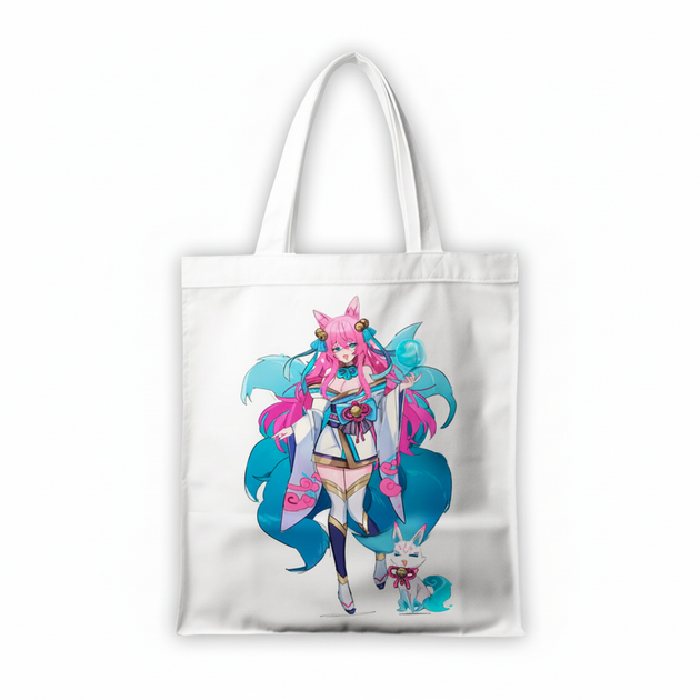 Сумка-шопер Лига Легенд (League of Legends) - Ари белая из льна (11722) - изображение 2