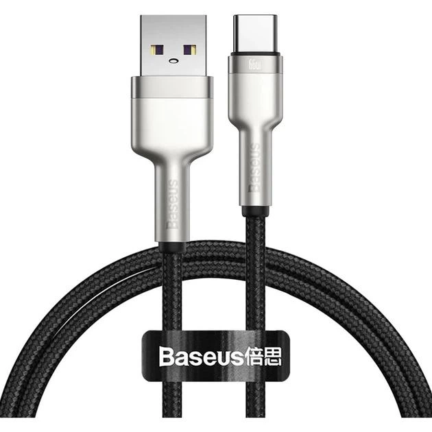Кабель Baseus Cafule Series Metal Data Cable USB to Type-C 66W 1m Black (CAKF000101) - Фото 1 Кабель Baseus Cafule Series Metal Data Cable USB to Type-C 66W 1m Black (CAKF000101) - изображение 1