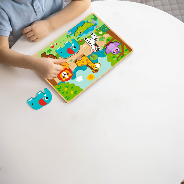 Дитячий дерев'яний розвиваючий іграшковий пазл-сортер Tooky Toy Монтессорі, Тварини в зоопарку ( HP027) для малят від 18 місяців - Фото 3 Дитячий дерев'яний розвиваючий іграшковий пазл-сортер Tooky Toy Монтессорі, Тварини в зоопарку ( HP027) для малят від 18 місяців - зображення 3