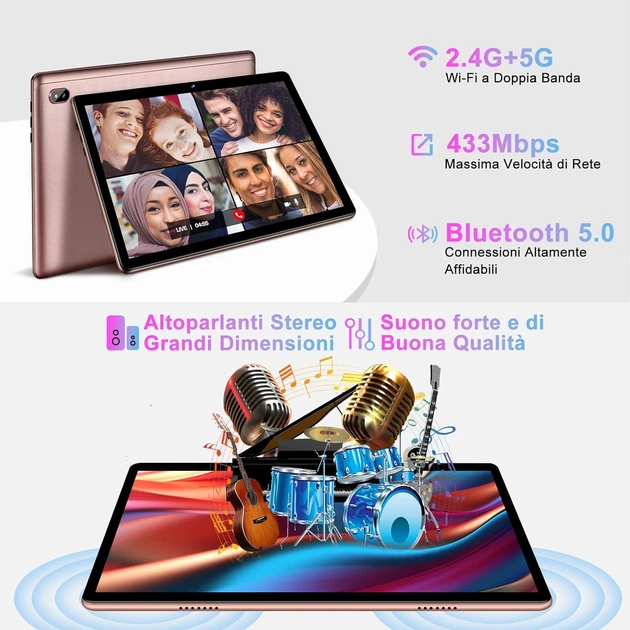 Планшет 10.1" Facetel Q6 (6+8)/128Gb 4 ядра Android 13 8000 mAh Рожеве золото - зображення 2