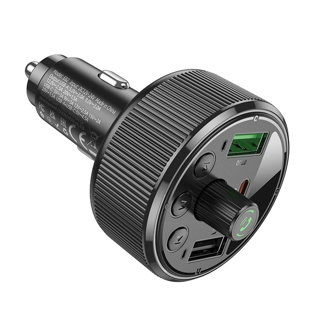FM-модулятор для автомобиля Hoco E82 PD30W+QC3.0 Bluetooth-передатчик с быстрой зарядкой Черный - изображение 5