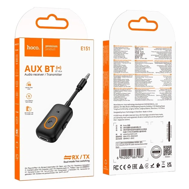 Bluetooth-адаптер-приемник для автомобиля и наушников Hoco E151 AUX 3,5 мм с микрофоном Черный - изображение 7