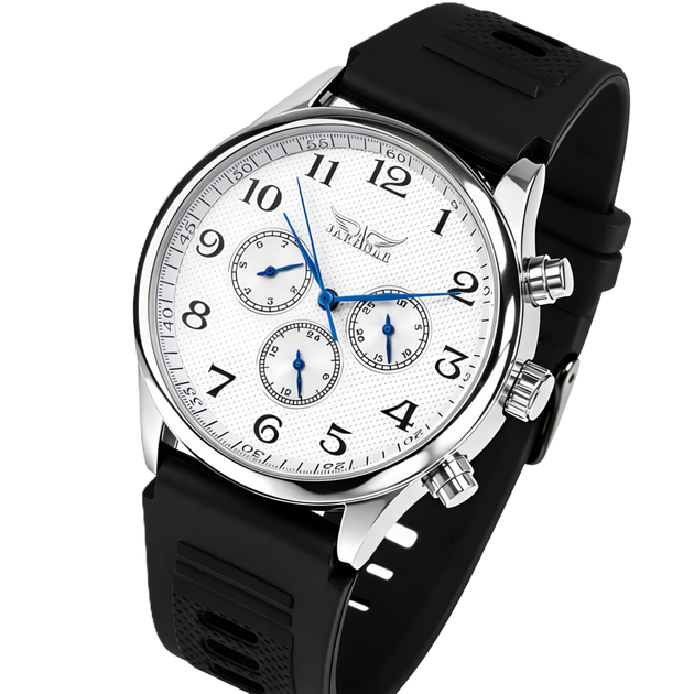 Чоловічий механічний годинник Jaragar Elite White Rubber - изображение 2
