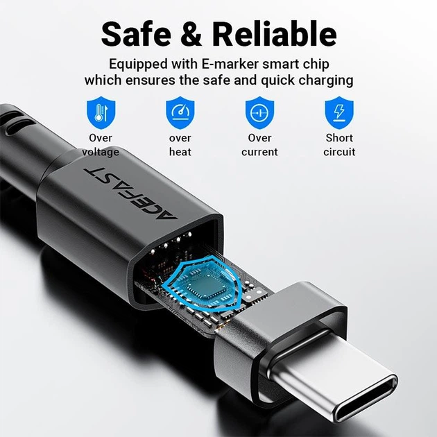 Кабель спіральний пружина Type-C на Type-C ACEFAST C14-03 spring charging data cable (1.2m, 60W, 3A, 480 Mbps). Black - Фото 8 Кабель спіральний пружина Type-C на Type-C ACEFAST C14-03 spring charging data cable (1.2m, 60W, 3A, 480 Mbps). Black - зображення 8