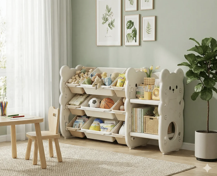Стелаж монтессорі KiviBaby "Bear" молочний\білий XXSNJ-06 - изображение 3