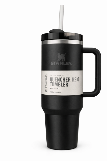 Термокружка Stanley Quencher H2.O FlowState™ Tumbler з трубочкою і ручкою 1.18 л Чорний - Фото 2 Термокружка Stanley Quencher H2.O FlowState™ Tumbler з трубочкою і ручкою 1.18 л Чорний - изображение 2