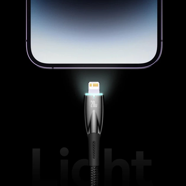 Кабель Baseus Glimmer Series Fast Charge USB-A to Lightning 2m Black (CADH000301) - Фото 12 Кабель Baseus Glimmer Series Fast Charge USB-A to Lightning 2m Black (CADH000301) - зображення 12