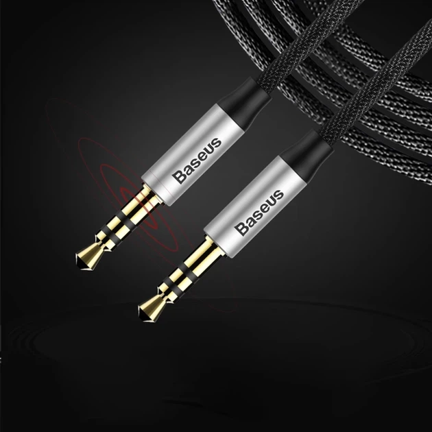 Кабель Baseus Yiven M30 Stereo AUX 3.5mm Male Mini Jack 1.5m Black/Silver (CAM30-CS1) - изображение 10