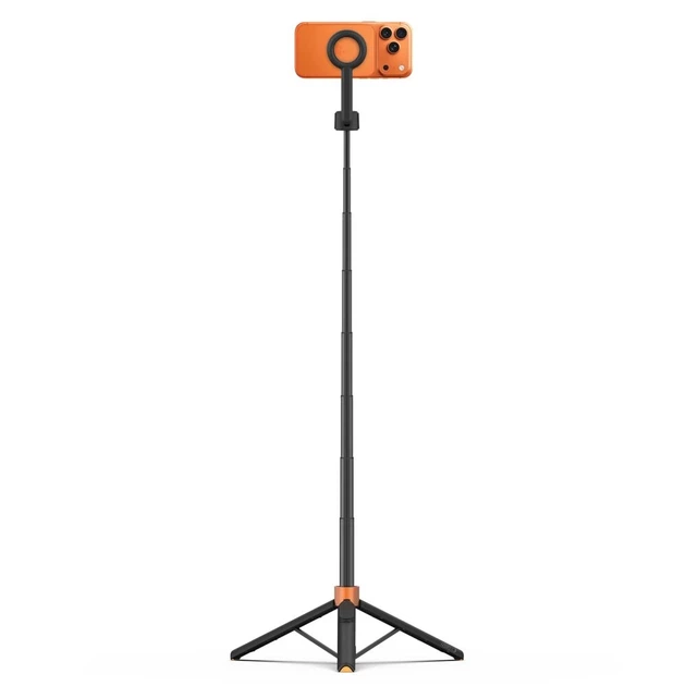 Универсальный штатив Tech-Protect L10S Bluetooth Selfie Stick Tripod Black/Orange with MagSafe (5906302352807) - Фото 2 Универсальный штатив Tech-Protect L10S Bluetooth Selfie Stick Tripod Black/Orange with MagSafe (5906302352807) - изображение 2