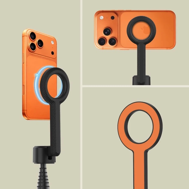 Универсальный штатив Tech-Protect L10S Bluetooth Selfie Stick Tripod Black/Orange with MagSafe (5906302352807) - Фото 10 Универсальный штатив Tech-Protect L10S Bluetooth Selfie Stick Tripod Black/Orange with MagSafe (5906302352807) - изображение 10