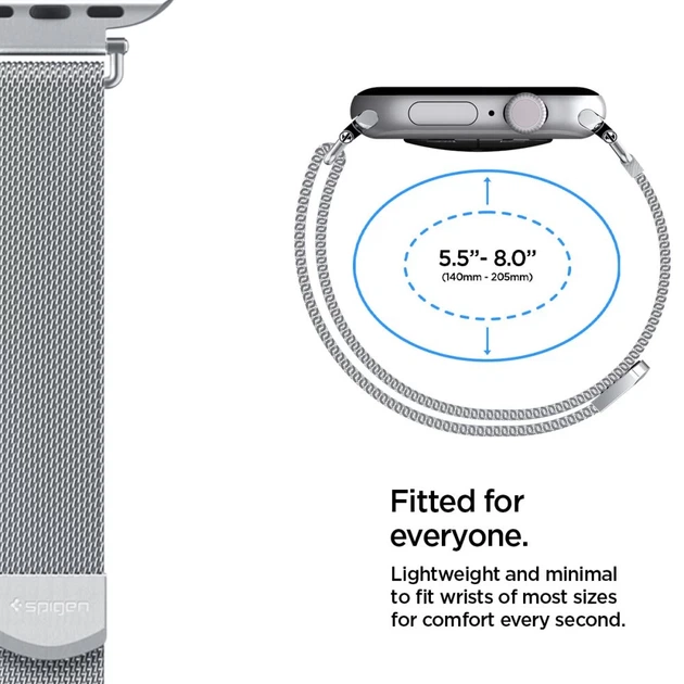 Ремінець Spigen WBM4 Band для Apple Watch Series 11/10 42 mm | Series 9/8/7 41 mm | 6/5/SE 40 mm | 3/2/1 38 mm Silver (AMP10498) - зображення 5