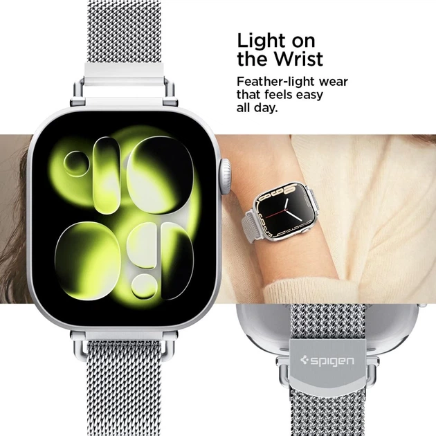 Ремінець Spigen WBM4 Band для Apple Watch Series 11/10 42 mm | Series 9/8/7 41 mm | 6/5/SE 40 mm | 3/2/1 38 mm Silver (AMP10498) - зображення 9