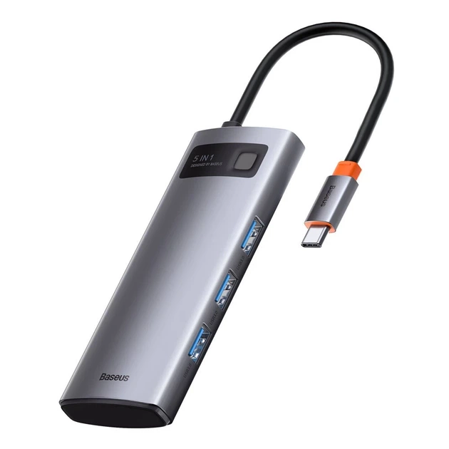 USB-хаб Baseus Multifunctional Metal Gleam 5-in-1 (CAHUB-CX0G) - Фото 1 USB-хаб Baseus Multifunctional Metal Gleam 5-in-1 (CAHUB-CX0G) - изображение 1