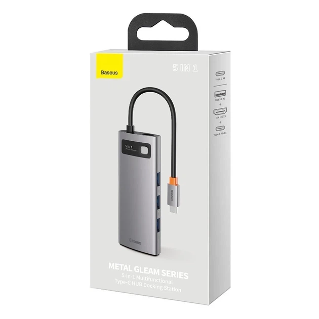 USB-хаб Baseus Multifunctional Metal Gleam 5-in-1 (CAHUB-CX0G) - Фото 5 USB-хаб Baseus Multifunctional Metal Gleam 5-in-1 (CAHUB-CX0G) - изображение 5
