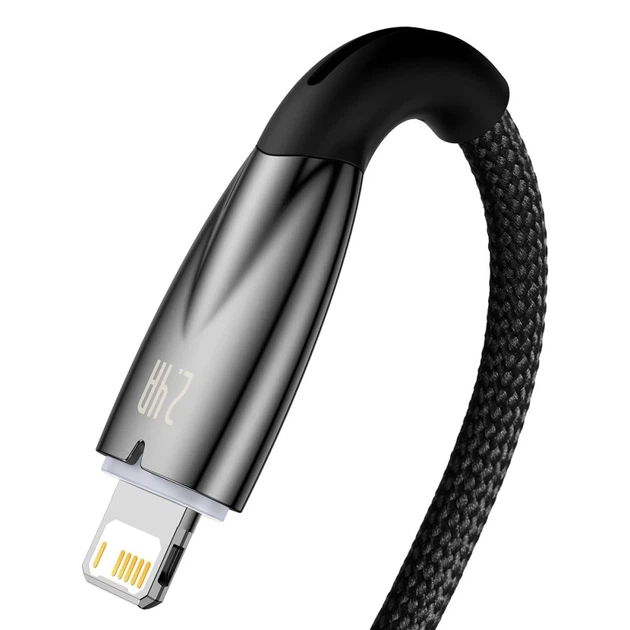 Кабель Baseus Glimmer Series Fast Charge USB-A to Lightning 2m Black (CADH000301) - Фото 3 Кабель Baseus Glimmer Series Fast Charge USB-A to Lightning 2m Black (CADH000301) - зображення 3