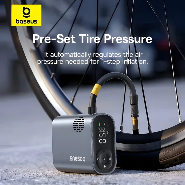 Велокомпрессор Baseus PrimeTrip Series Portable Bike Pump 1750mAh 45W Black (C11169000121-00) - изображение 6