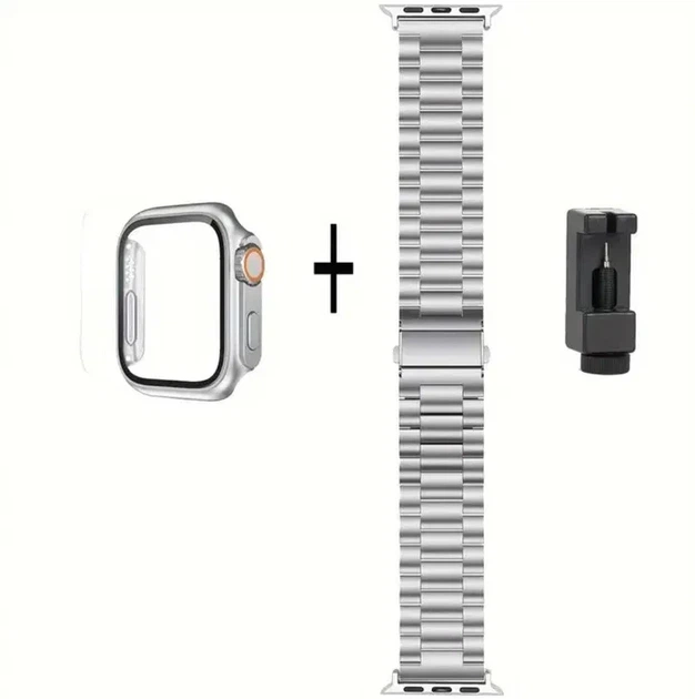 Бампер і металевий ремінець для Apple Watch на всі серії Срібло - зображення 2