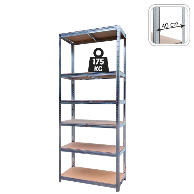 Стеллаж металлический для гаража 180×90×40 см 175 кг GWI2172 6 полок гаражная полка для инструментов мастерской склада подвала разборный органайзер универсальный стеллаж для хранения коробок бытовых вещей тяжелых предметов сервисный стеллаж - Фото 4 Стеллаж металлический для гаража 180×90×40 см 175 кг GWI2172 6 полок гаражная полка для инструментов мастерской склада подвала разборный органайзер универсальный стеллаж для хранения коробок бытовых вещей тяжелых предметов сервисный стеллаж - изображение 4