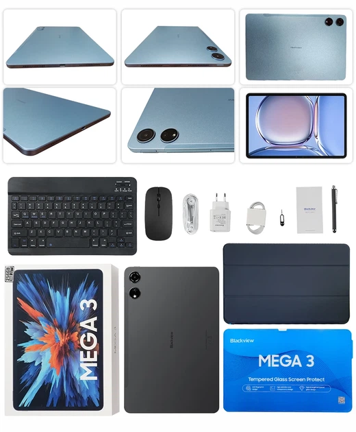Планшет Blackview MEGA 3 12/256 ГБ, Gray, 12.2", 8800mAh + клавиатура, мышь, столус, чехол, наушники, стекло - изображение 6