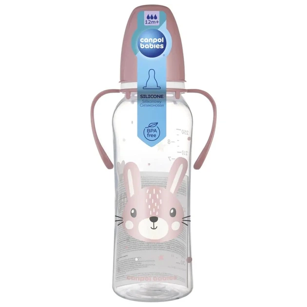 Бутылочка для кормления Canpol babies CUTE ANIMALS стандартная с ручками 250 мл розовая (11/845_pin) - Фото 3 Бутылочка для кормления Canpol babies CUTE ANIMALS стандартная с ручками 250 мл розовая (11/845_pin) - изображение 3