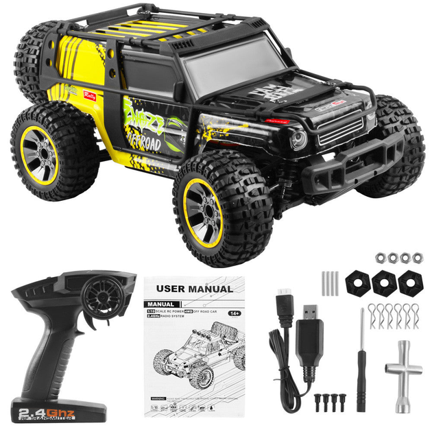 Машинка на пульте ENOZE 9204E 1:10 4WD 45 км/ч, радиоуправляемый внедорожник, RC машинка быстрая, авто на радиоуправлении, полный привод, машинка для бездорожья, пропорциональное управление - изображение 2
