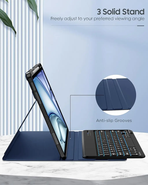 Чехол JADEMALL для iPad Pro 11 дюймов с клавиатурой (M4) 2024 - Беспроводной съемный чехол-клавиатура QWERTZ - изображение 6