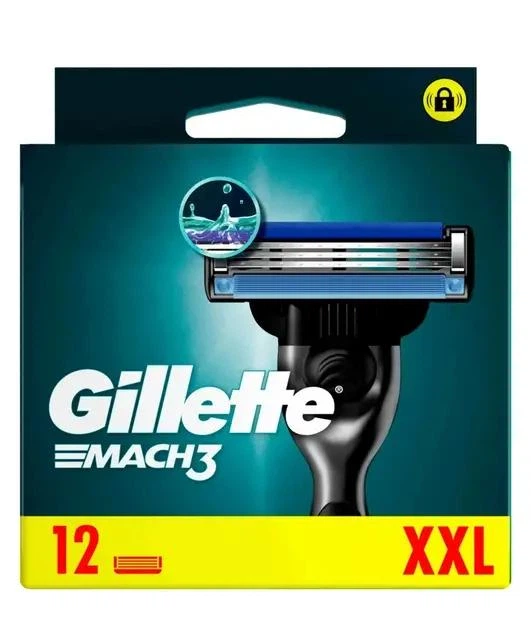 Сменные лезвия (картриджи) для бритья Gillette Mach3 12 шт. (62722389) - Фото 2 Сменные лезвия (картриджи) для бритья Gillette Mach3 12 шт. (62722389) - изображение 2