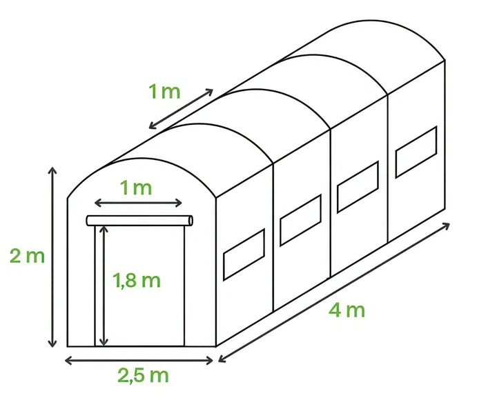 Теплиця парник тунель 2,5x4x2 - 10 м2 4 секції Focus Garden - изображение 2
