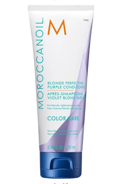 Тонуючий кондиціонер Moroccanoil Blonde Perfecting Purple для волосся з фіолетовим пігментом 70 мл - Фото 1 Тонуючий кондиціонер Moroccanoil Blonde Perfecting Purple для волосся з фіолетовим пігментом 70 мл - зображення 1