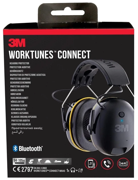 Протишумні навушники 3M WorkTunes Connect 90543 / Bluetooth / До 30 годин роботи / Чорні Б/В - Фото 7 Протишумні навушники 3M WorkTunes Connect 90543 / Bluetooth / До 30 годин роботи / Чорні Б/В - зображення 7