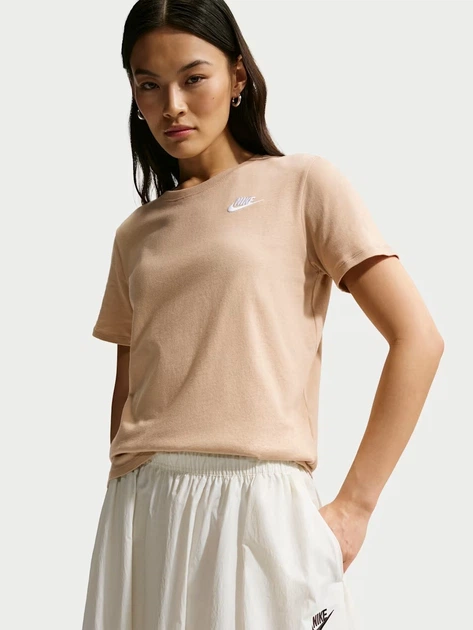 Футболка бавовняна жіноча Nike W Nsw Club Ss Tee DX7902-286 S Бежева (198726130948) - зображення 5