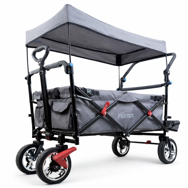 Тележка садовая-бутылка FUXTEC CT800 складная универсальная с навесом, 75 кг, серая - Фото 2 Тележка садовая-бутылка FUXTEC CT800 складная универсальная с навесом, 75 кг, серая - изображение 2