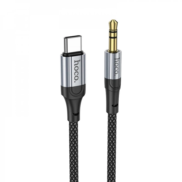 Cable AUX To USB C (1m) — Hoco UPA26 — Black (777064) - Фото 1 Cable AUX To USB C (1m) — Hoco UPA26 — Black (777064) - зображення 1