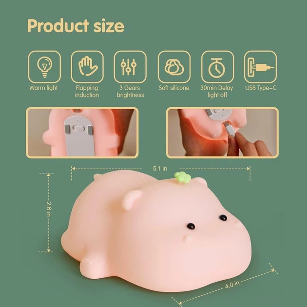 Нічний світильник Baby Hippo A002 LED декоративний (782936) - зображення 2