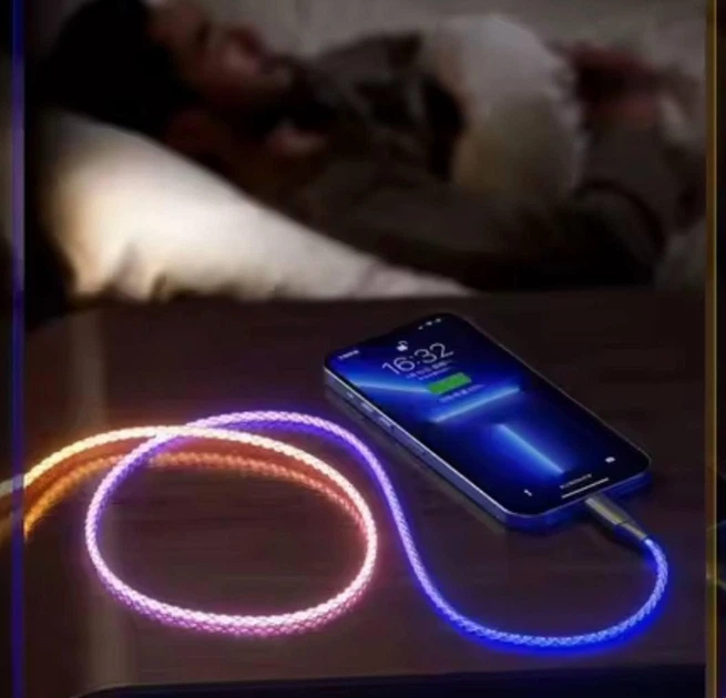 Кабель с RGB подсветкой для зарядки телефона Type-C + Type-C 100W 6A PD Fast Charge быстрая зарядка и передача данных для MacBook Samsung Xiaomi планшета 1м - изображение 9