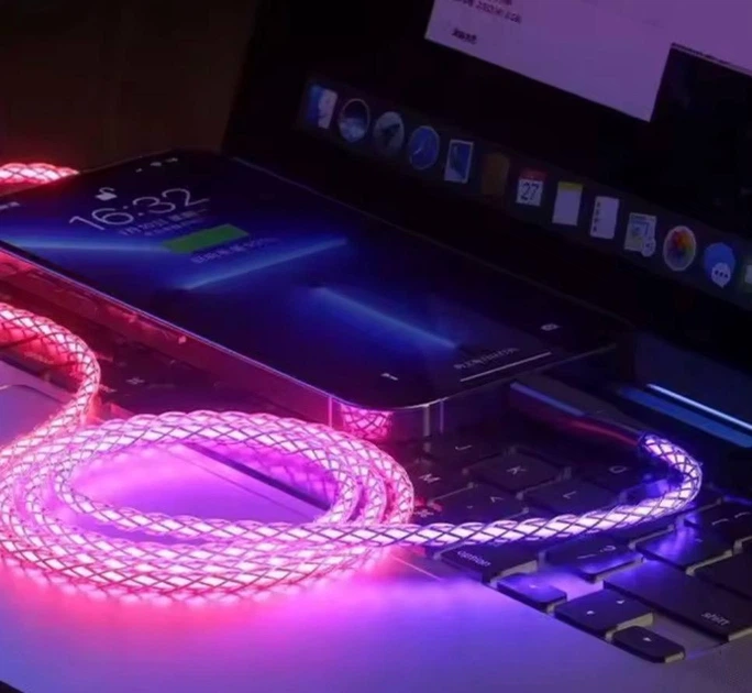 Кабель с RGB подсветкой для зарядки телефона Type-C + Type-C 100W 6A PD Fast Charge быстрая зарядка и передача данных для MacBook Samsung Xiaomi планшета 1м - изображение 10
