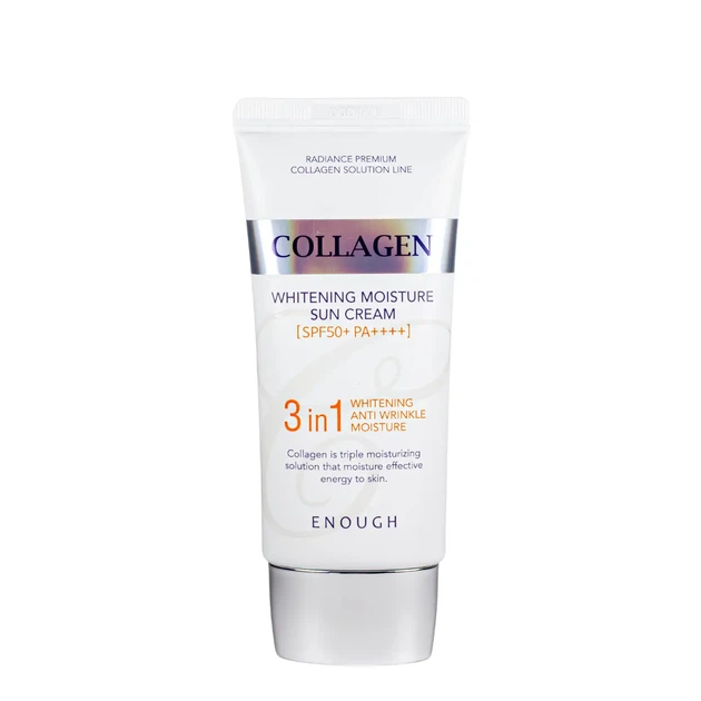 Сонцезахисний крем с SPF50+ PA++++ Enough Collagen 3in1 з ефектом відбілювання, 50 мл - Фото 1 Сонцезахисний крем с SPF50+ PA++++ Enough Collagen 3in1 з ефектом відбілювання, 50 мл - зображення 1