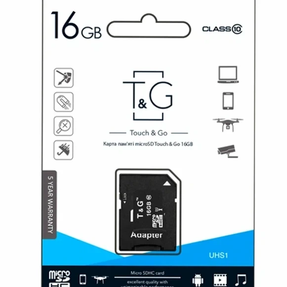 Карта памяти T&G MicroSDHC 16GB UHS-I Class 10 с адаптером черный для фото и видео камер смартфонов - Фото 2 Карта памяти T&G MicroSDHC 16GB UHS-I Class 10 с адаптером черный для фото и видео камер смартфонов - изображение 2