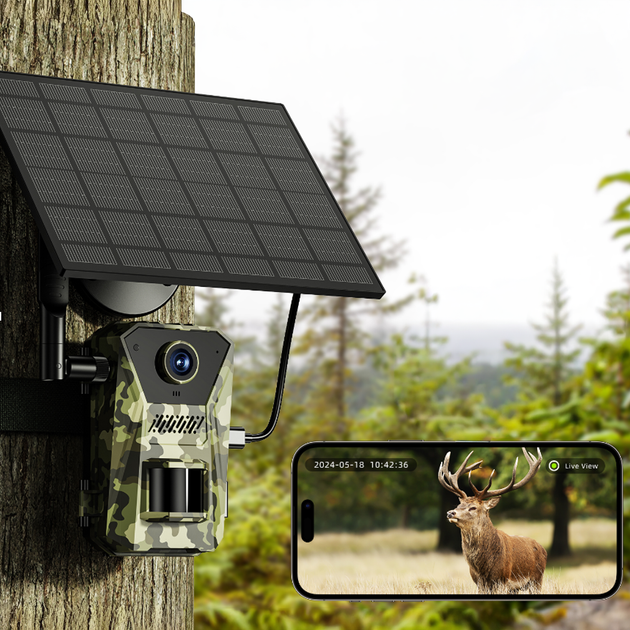 Автономная фотоловушка SOLAR F8 14 Мп с 4G модулем и солнечной панелью для охраны территории и охоты с ночной съемкой камуфляжная - изображение 2