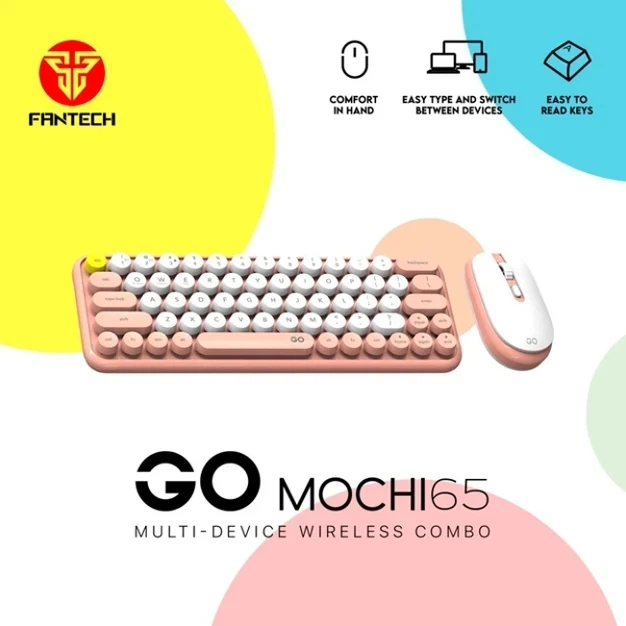 Беспроводная клавиатура и мышь Fantech Go WK896 персиковый 65 клавиш Bluetooth USB адаптер ABS пластик - Фото 8 Беспроводная клавиатура и мышь Fantech Go WK896 персиковый 65 клавиш Bluetooth USB адаптер ABS пластик - изображение 8
