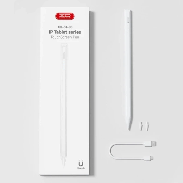 Стилус XO ST-08 магнитный ёмкий 8 часов работы для iPad белый алюминий - изображение 3