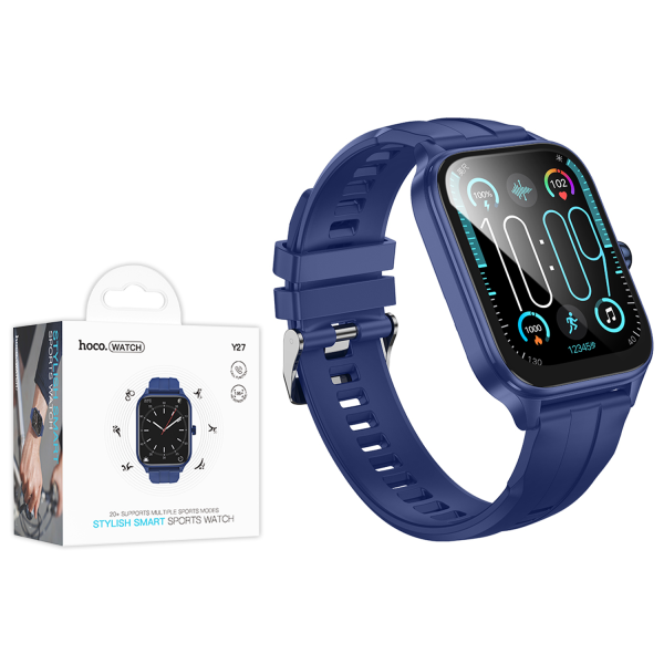 Смарт годинник Hoco Y27 230mAh Bluetooth 5 IPX4 1.95" синій для спорту та повсякденного використання - зображення 6