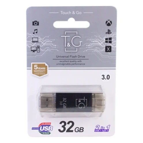 Флешка USB Flash Drive T&G 32GB USB Type C Черный для хранения и переноса данных - Фото 7 Флешка USB Flash Drive T&G 32GB USB Type C Черный для хранения и переноса данных - изображение 7