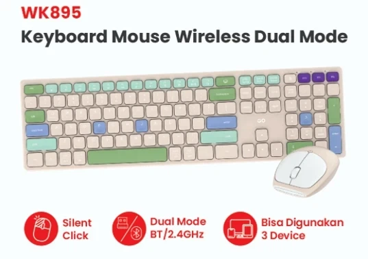 Бездротовий комплект клавіатура та миша Fantech Go WK895 Silent Click 110 кнопок USB бежевий - зображення 3