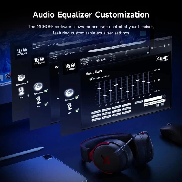 Навушники MCHOSE V9 PRO Black Бездротова Ігрова Гарнтура, Радиоканал/Bluetooth/3.5мм. Знімний Мікрофон, RGB Підсвічування, 7.1 Акумулятор 250 Годин. PC/PS4/PS5/Switch/Xbox - Фото 5 Навушники MCHOSE V9 PRO Black Бездротова Ігрова Гарнтура, Радиоканал/Bluetooth/3.5мм. Знімний Мікрофон, RGB Підсвічування, 7.1 Акумулятор 250 Годин. PC/PS4/PS5/Switch/Xbox - зображення 5