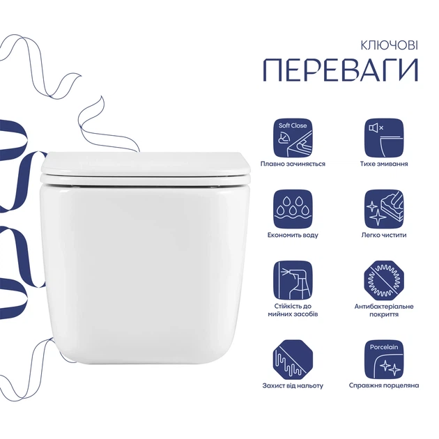 Унитаз подвесной Qtap Gemini Ultra Quiet 485×340×350 мм, White, с сиденьем Slim Duroplast / Soft-close / Quick Release - изображение 3
