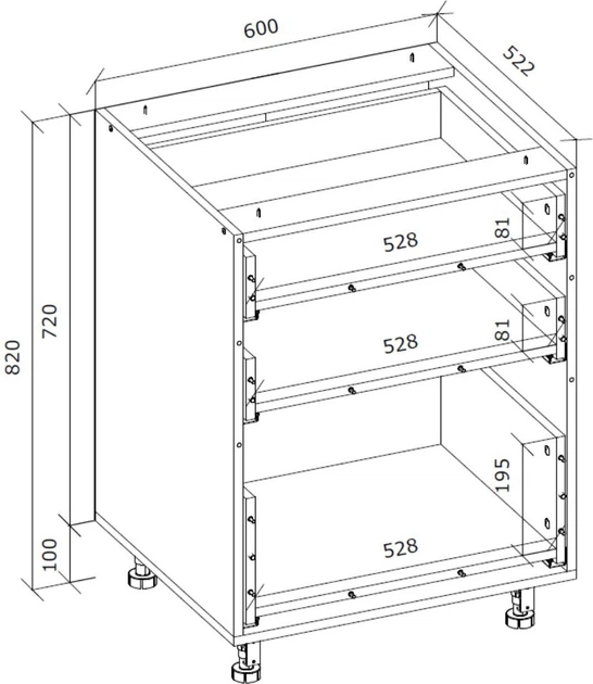 Szafka dolna z szufladami Halmar VENTO D3S mechanizm Hettich front 60x82x52 cm Dąb miodowy/Biały (5905248120198) - obraz 2