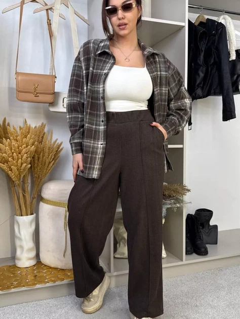 Сорочка oversize в клітинку зі спущеним рукавом на кнопках Innoe 300066-1 р. 46-48 Шоколадний - Фото 2 Сорочка oversize в клітинку зі спущеним рукавом на кнопках Innoe 300066-1 р. 46-48 Шоколадний - зображення 2
