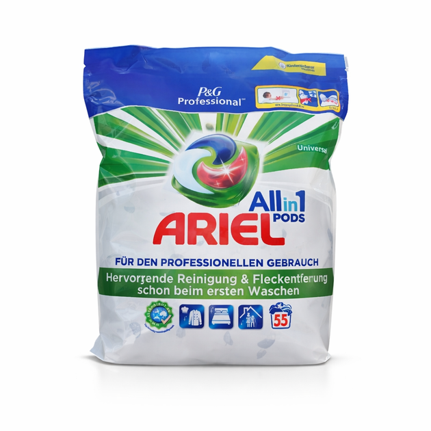 Капсули для прання Ariel All-in-1 Pods Universal Professional, 55 шт - Фото 1 Капсули для прання Ariel All-in-1 Pods Universal Professional, 55 шт - зображення 1